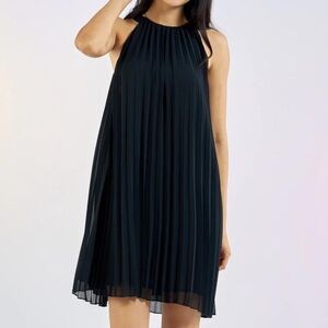 Vintage Y2K Pleated A-Line Mini High Neck Dress